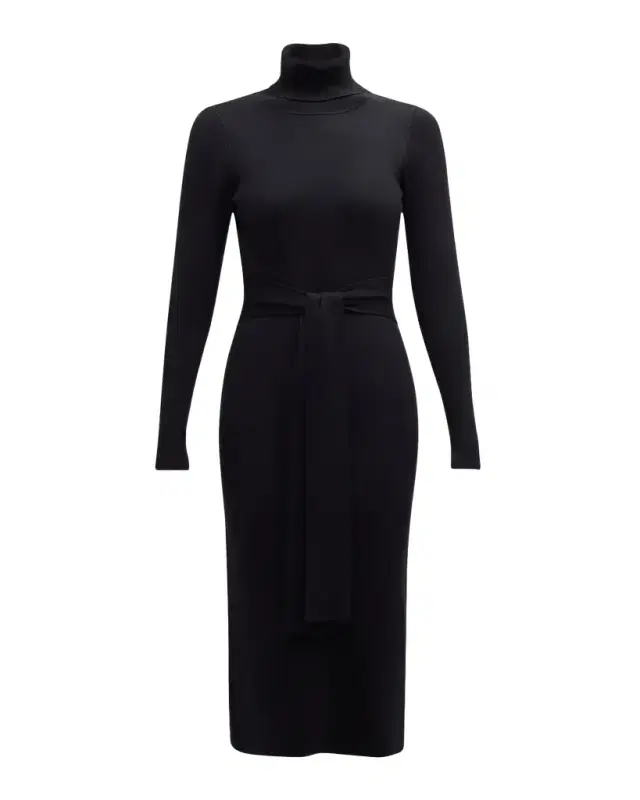 Toccin Logan Turtleneck Tie-Front Midi Dress