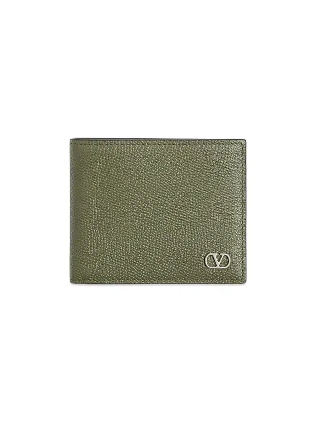 Valentino Garavani Men's VLogo Signature Grainy Calfskin Wallet - Military Green