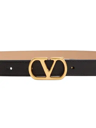 Valentino Garavani Women's VLogo Signature Reversible Shiny Calfskin Belt 20MM - Black Beige - Size XS | Thumbnail 3 Valentino Garavani Women's VLogo Signature Reversible Shiny Calfskin Belt 20MM - Black Beige - Size XS | Thumbnail 3