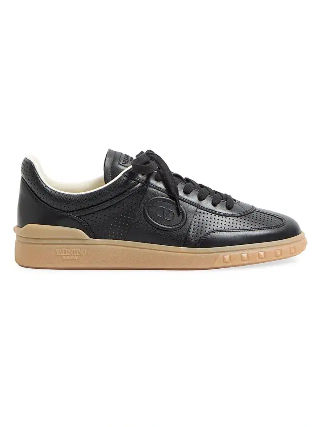 Valentino Garavani Men's Upvillage Low-Top Sneakers in Perforated Nappa Leather - Black