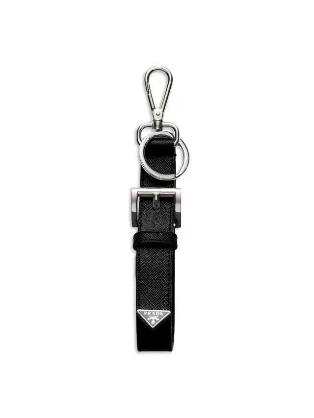 Women's Saffiano Leather Key Ring - Black
