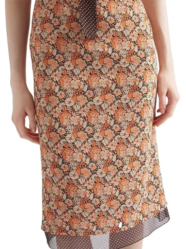 Prada Women's Printed Georgette Dress - Orange | Thumbnail 6