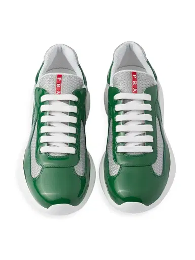 Prada Men's Patent Leather and Technical Fabric America's Cup Sneakers - Dark Green - Size 14 | Thumbnail 2