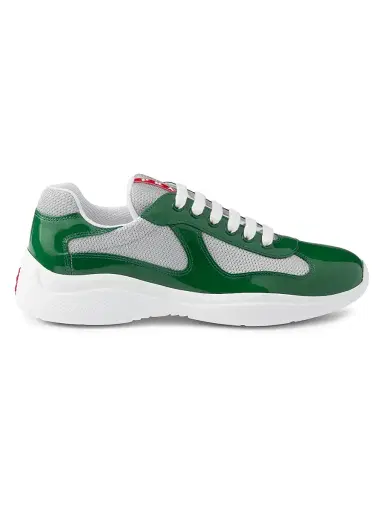 Prada Men's Patent Leather and Technical Fabric America's Cup Sneakers - Dark Green - Size 14 | Thumbnail 1