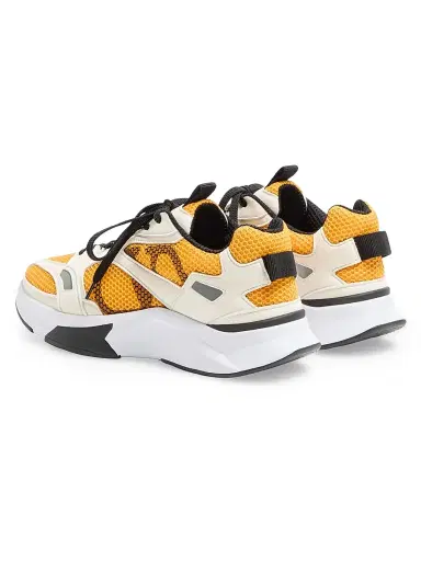 Valentino Garavani Men's Demivee Sneakers in Mesh Fabric with Suede Inserts - White Yellow - Size 13 | Thumbnail 3 Valentino Garavani Men's Demivee Sneakers in Mesh Fabric with Suede Inserts - White Yellow - Size 13 | Thumbnail 3