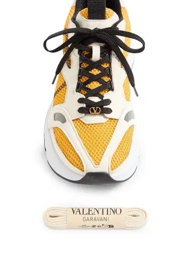 Valentino Garavani Men's Demivee Sneakers in Mesh Fabric with Suede Inserts - White Yellow - Size 13 | Thumbnail 5 Valentino Garavani Men's Demivee Sneakers in Mesh Fabric with Suede Inserts - White Yellow - Size 13 | Thumbnail 5