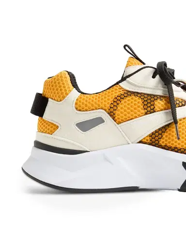 Valentino Garavani Men's Demivee Sneakers in Mesh Fabric with Suede Inserts - White Yellow - Size 13 | Thumbnail 6 Valentino Garavani Men's Demivee Sneakers in Mesh Fabric with Suede Inserts - White Yellow - Size 13 | Thumbnail 6