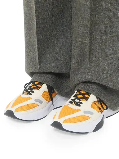 Valentino Garavani Men's Demivee Sneakers in Mesh Fabric with Suede Inserts - White Yellow - Size 13 | Thumbnail 8 Valentino Garavani Men's Demivee Sneakers in Mesh Fabric with Suede Inserts - White Yellow - Size 13 | Thumbnail 8