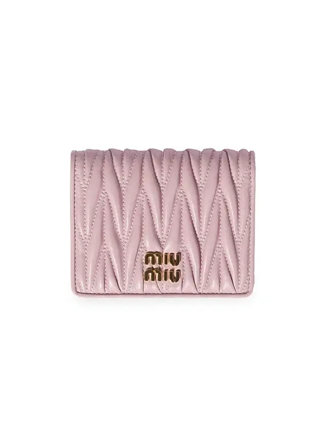 Women's  Matelassé Nappa Leather Wallet - Baby Pink