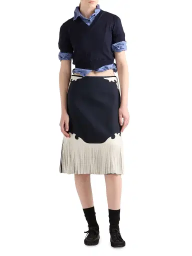 Prada Women's V-Neck Wool Sweater - Blue - Size 2 | Thumbnail 2