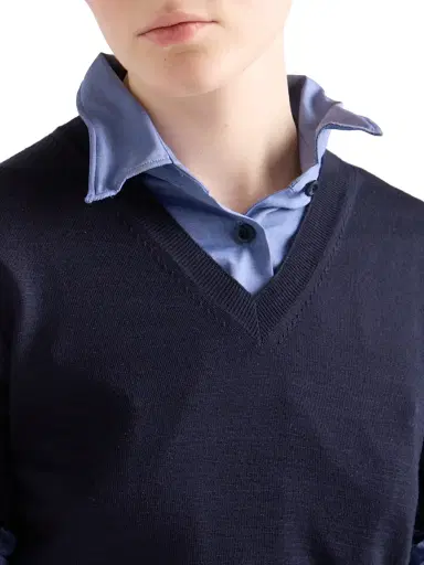 Prada Women's V-Neck Wool Sweater - Blue - Size 2 | Thumbnail 5