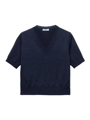 Prada Women's V-Neck Wool Sweater - Blue - Size 2 | Thumbnail 1