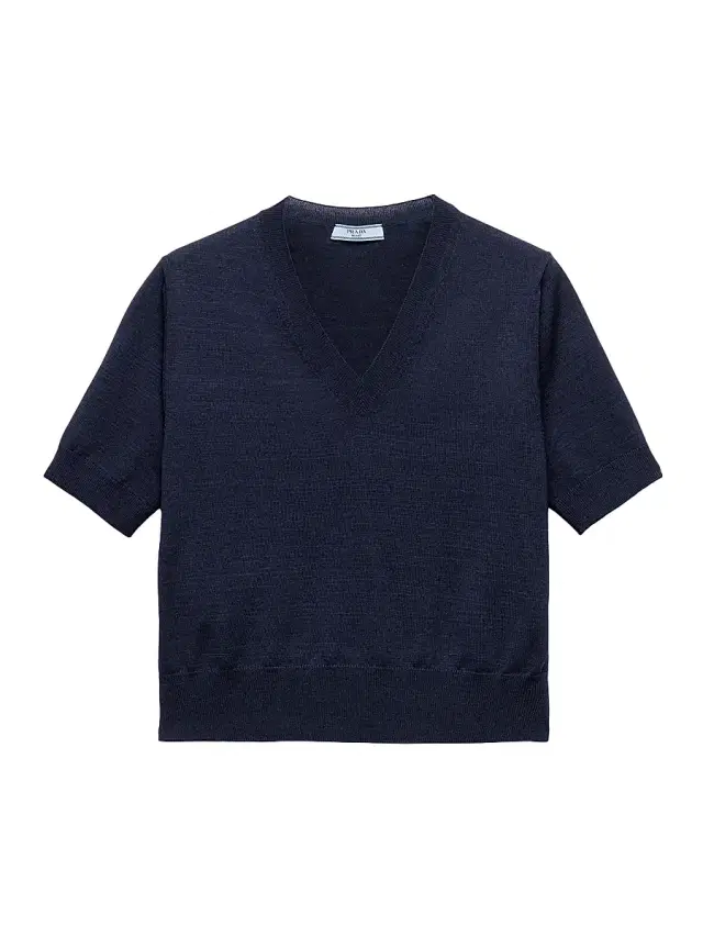 Women's V-Neck Wool Sweater - Blue