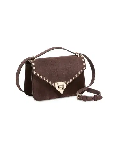 Valentino Garavani Women's Rockstud Small Suede Crossbody Bag - Ebony | Thumbnail 3 Valentino Garavani Women's Rockstud Small Suede Crossbody Bag - Ebony | Thumbnail 3