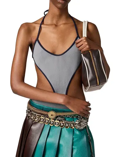 Miu Miu Women's Technical Knit Swimsuit - Grey - Size 4 | Thumbnail 4 Miu Miu Women's Technical Knit Swimsuit - Grey - Size 4 | Thumbnail 4