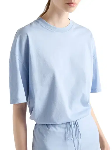 Prada Women's Oversized Jersey T-shirt - Blue | Thumbnail 2 Prada Women's Oversized Jersey T-shirt - Blue | Thumbnail 2