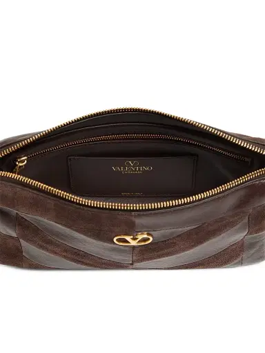 Valentino Garavani Women's Panthea Small Shoulder Bag in Suede and Nappa - Ebony | Thumbnail 5