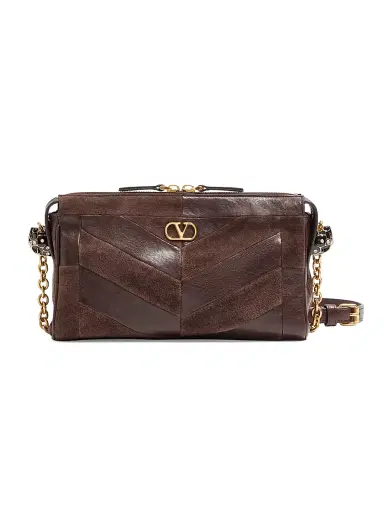 Valentino Garavani Women's Panthea Small Shoulder Bag in Suede and Nappa - Ebony | Thumbnail 1