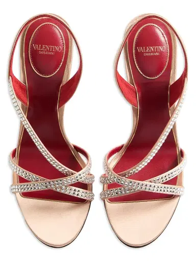 Valentino Garavani Women's Dans Le Foyer 105MM Satin Sandals with Crystals | Thumbnail 4