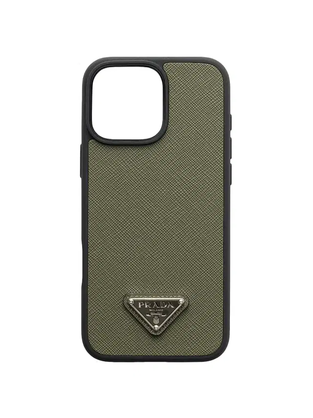 Women's Saffiano Leather Case for iPhone 16 Pro Max - Green