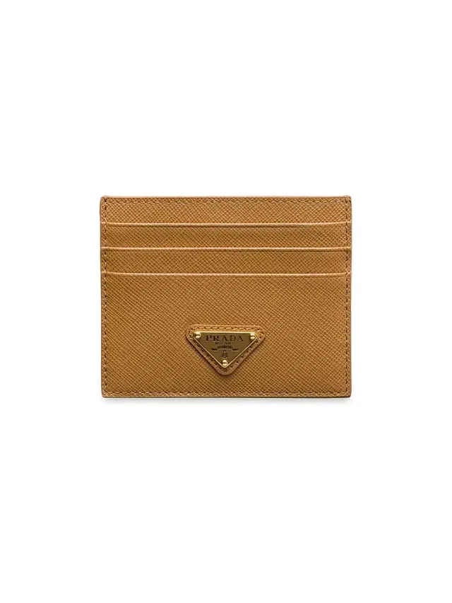 Prada Women's Saffiano Leather Card Holder - Light Brown