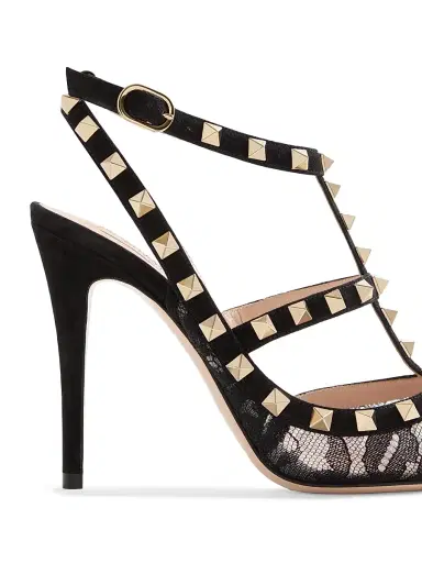 Valentino Garavani Women's Rockstud 100MM Lace Pump with Straps | Thumbnail 6 Valentino Garavani Women's Rockstud 100MM Lace Pump with Straps | Thumbnail 6