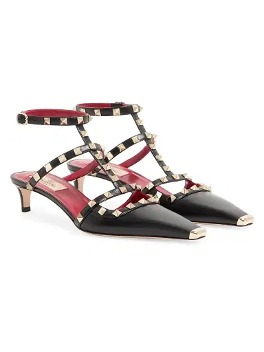 Valentino Garavani Women's Rockstud 40MM Kidskin Pumps - Black - Size 5.5 | Thumbnail 2
