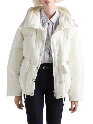 Prada Women's Medium-Weight Hooded Soft Fabric Down Jacket | Thumbnail 2