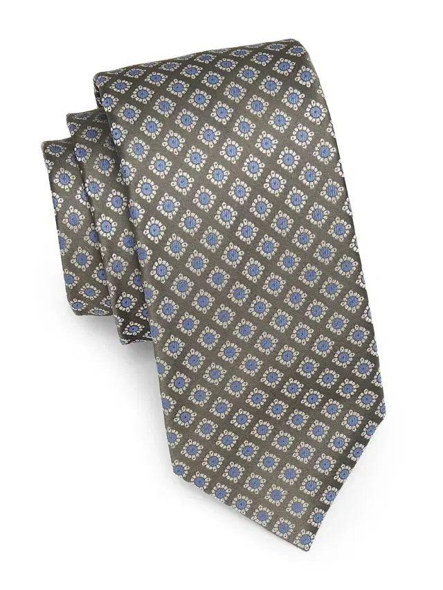 Isaia Men's Floral Medallion Silk Tie - Light Green