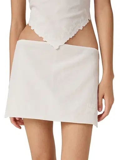 Miu Miu Women's Embroidered Slubbed Canvas Mini Skirt - Beige Khaki - Size 2 | Thumbnail 5 Miu Miu Women's Embroidered Slubbed Canvas Mini Skirt - Beige Khaki - Size 2 | Thumbnail 5