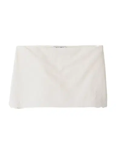 Miu Miu Women's Embroidered Slubbed Canvas Mini Skirt - Beige Khaki - Size 2 | Thumbnail 1 Miu Miu Women's Embroidered Slubbed Canvas Mini Skirt - Beige Khaki - Size 2 | Thumbnail 1