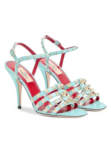 Valentino Garavani Women's Rockstud 0MM Kidskin Sandals - Azure | Thumbnail 2
