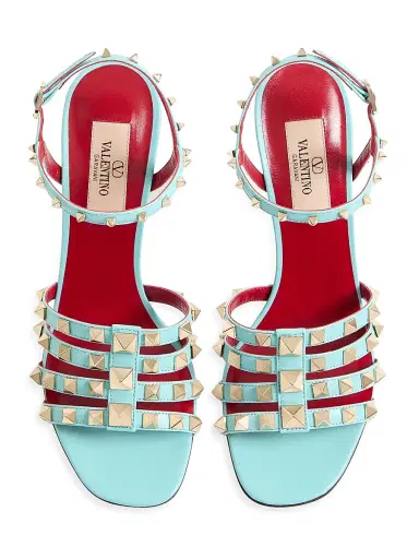 Valentino Garavani Women's Rockstud 0MM Kidskin Sandals - Azure | Thumbnail 4