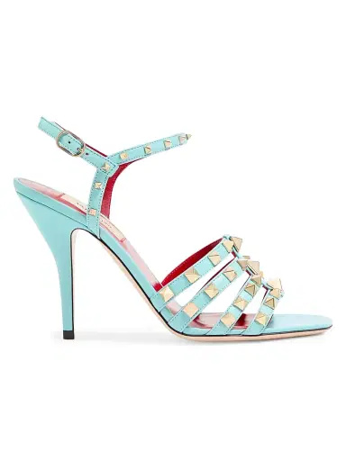 Valentino Garavani Women's Rockstud 0MM Kidskin Sandals - Azure | Thumbnail 1
