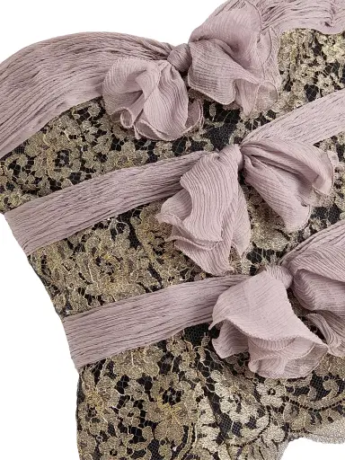 Valentino Garavani Women's Chiffon Top - Grey Mauve Gold - Size 2 | Thumbnail 6