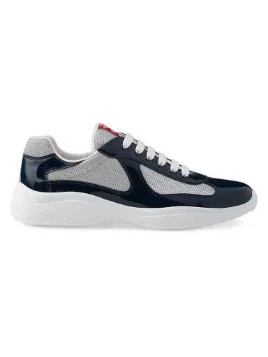 Prada Men's Patent Leather and Technical Fabric America's Cup Sneakers - Navy - Size 6.5 | Thumbnail 1