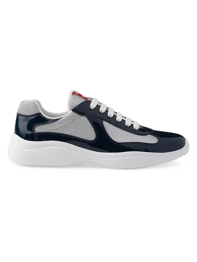 Men's Patent Leather and Technical Fabric  America's Cup Sneakers - Navy