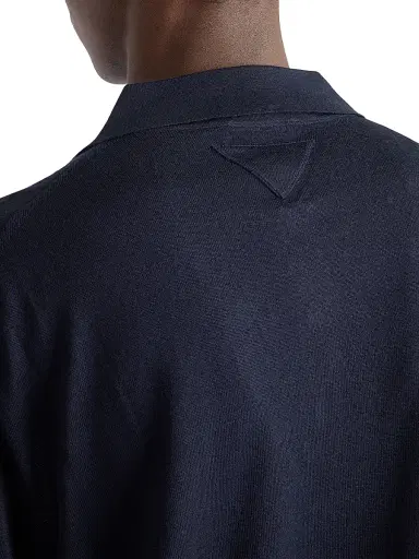 Prada Men's Cashmere and Silk Polo Shirt - Blue - Size 40 | Thumbnail 3