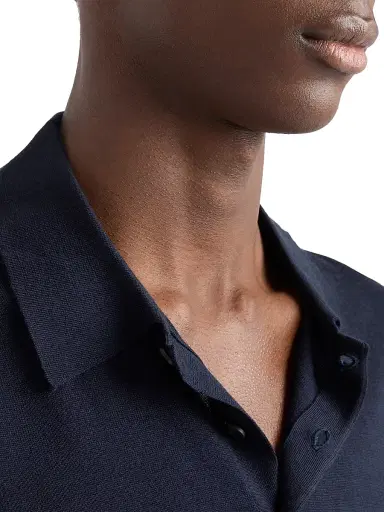 Prada Men's Cashmere and Silk Polo Shirt - Blue - Size 40 | Thumbnail 6