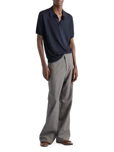 Prada Men's Cashmere and Silk Polo Shirt - Blue - Size 40 | Thumbnail 7