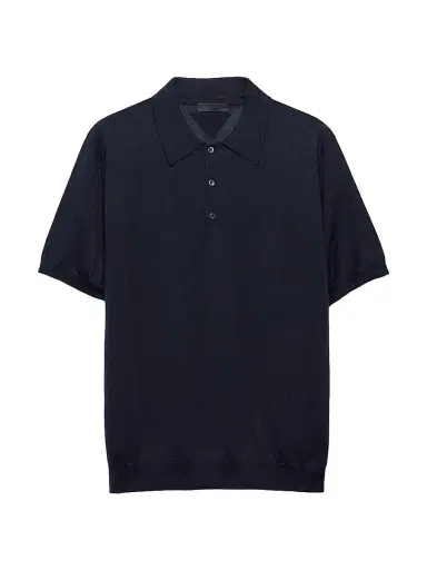 Prada Men's Cashmere and Silk Polo Shirt - Blue - Size 40 | Thumbnail 1