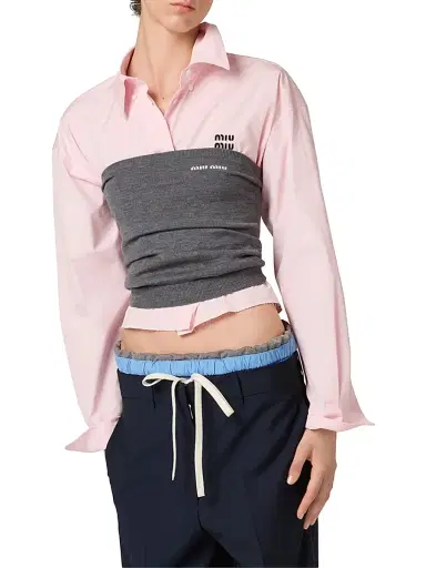 Miu Miu Women's Poplin Shirt - Pink - Size 4 | Thumbnail 2 Miu Miu Women's Poplin Shirt - Pink - Size 4 | Thumbnail 2