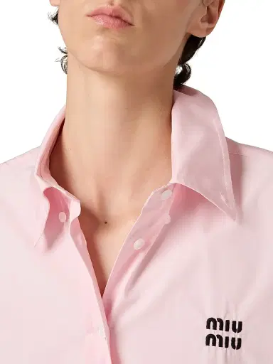 Miu Miu Women's Poplin Shirt - Pink - Size 4 | Thumbnail 6 Miu Miu Women's Poplin Shirt - Pink - Size 4 | Thumbnail 6