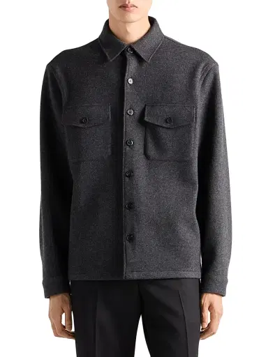 Prada Men's Wool Blend Shirt - Grey - Size XXL | Thumbnail 2