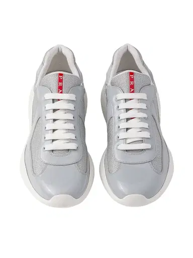 Prada Men's Patent Leather and Technical Fabric America's Cup Sneakers - Grey | Thumbnail 2