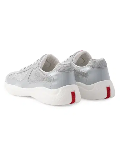 Prada Men's Patent Leather and Technical Fabric America's Cup Sneakers - Grey | Thumbnail 3