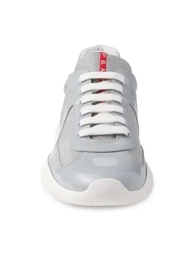 Prada Men's Patent Leather and Technical Fabric America's Cup Sneakers - Grey | Thumbnail 4