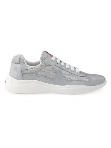 Prada Men's Patent Leather and Technical Fabric America's Cup Sneakers - Grey | Thumbnail 1