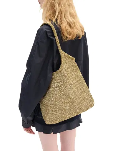 Miu Miu Women's Ivy Sequin Mesh Shoulder Bag - Beige | Thumbnail 2 Miu Miu Women's Ivy Sequin Mesh Shoulder Bag - Beige | Thumbnail 2