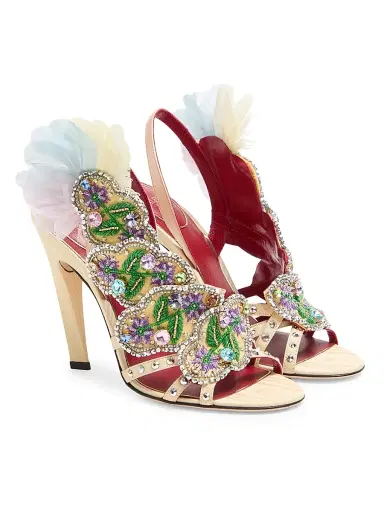 Valentino Garavani Women's Dans Le Foyer 105MM Sandals in Moiré Fabric | Thumbnail 2 Valentino Garavani Women's Dans Le Foyer 105MM Sandals in Moiré Fabric | Thumbnail 2